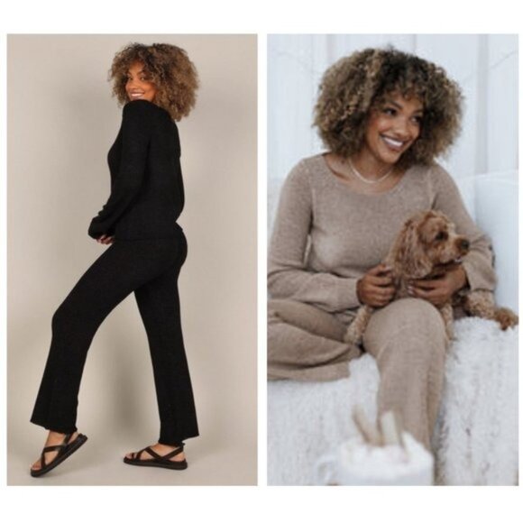 SNDYS NEW Majid Loungewear Black Two Piece Matching Set Sweater Trousers Size M - Picture 2 of 14
